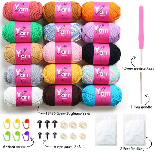 15x50g cotton yarn for crocheting-mercerized cotton yarn for knitting crochet kit for beginners multicolor chunky yarn bundle thick yarn for crochet knitting amigurumi yarn bulk - Image 2