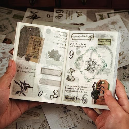 Dizdkizd Botanical Washi Stickers for Journaling, Ephemera Sticker Book for Junk Journal with 180pcs Plant Washi Stickers and 20 Adhesive Scrapbook Sticker Sheets, Vintage Scrapbooking Supplies by Dizdkizd