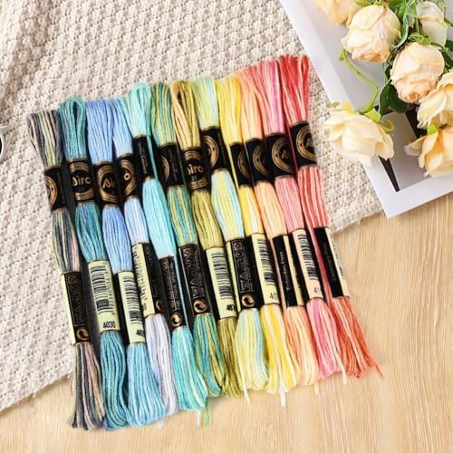 12 Skeins 105 Yards 6 Ply Variegated Cross Stitch Floss Polyester Embroidery Thread Gradient Colorful Friendship Bracelet String Yarn Bulk for Sewing Making Jewelry Needlecraft Knitting DIY - Image 3