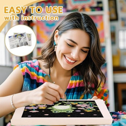 DOODLREAM Dancing Frog Punch Needle Kit for Beginner 9.4"x 9.4" - Image 3