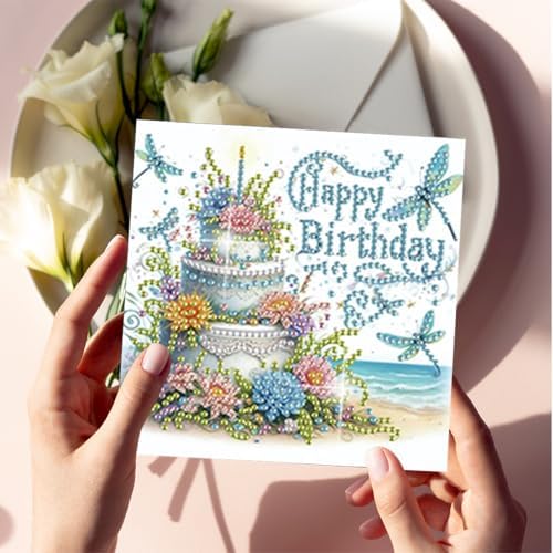 LAKEQUILL 5D Diamond Art Painting Graduation & Birthday Cards, DIY Congratulations Greeting Cards Kit, 6PCS Full Drill Round Diamonds for Adults, Thoughtful Handmade Gift for Beginners - Image 3