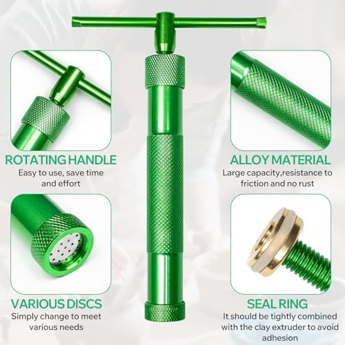 Polymer Clay Tools, Clay Extruder, Sugar Paste Extruder, Cake Fondant Tool Set for Decorating, Ceramics & Pottery Clay Extruders Mixers & Presses (Green) - Image 6
