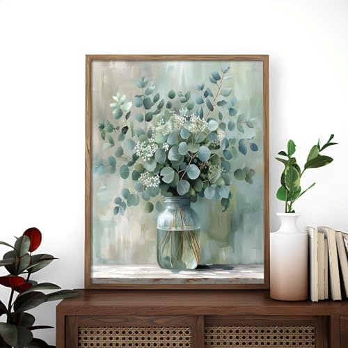 Alptiny Beautiful Eucalyptus Paint by Numbers Kit for Adults Beginner, Vase Plants Paint by Number Kits on Canvas, Flower Oil Painting Kit for Home Decor or Gift - 16x20 Inch - Image 3