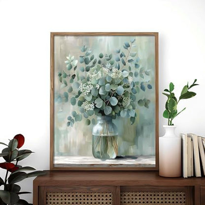 Alptiny Beautiful Eucalyptus Paint by Numbers Kit for Adults Beginner, Vase Plants Paint by Number Kits on Canvas, Flower Oil Painting Kit for Home Decor or Gift - 16x20 Inch - Image 3