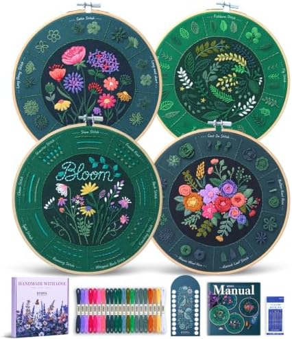 ETSPIL Embroidery Kit for Beginners & Adults, 30 Flower Patterns by ETSPIL