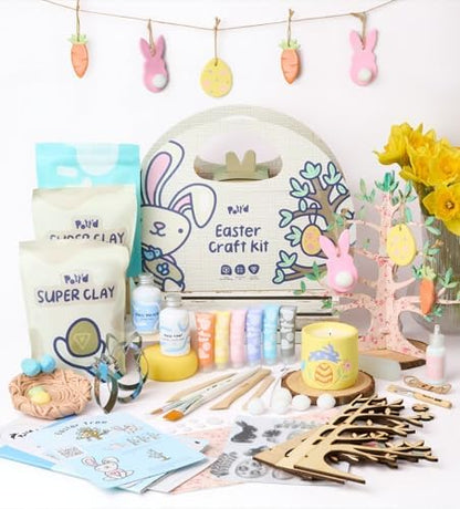 Pott’d Easter Craft Kit Air Dry Clay Kit for Adults, DIY Craft Kit with Air Dry Clay, Tools, Paints and Guides for Making Easter Decorations, Nest Trinket Dish and Handmade Candle by Pottd