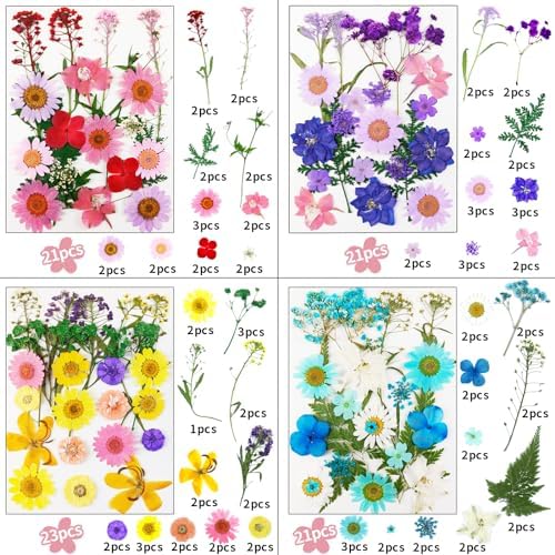 190 Pcs Dried Pressed Flowers for Resin, Real Dried Pressed Flowers for Resin Butterfly Stickers DIY Art with Tweezers Crafts Decorate for Candles Jewelry Nail Crafts - Image 2