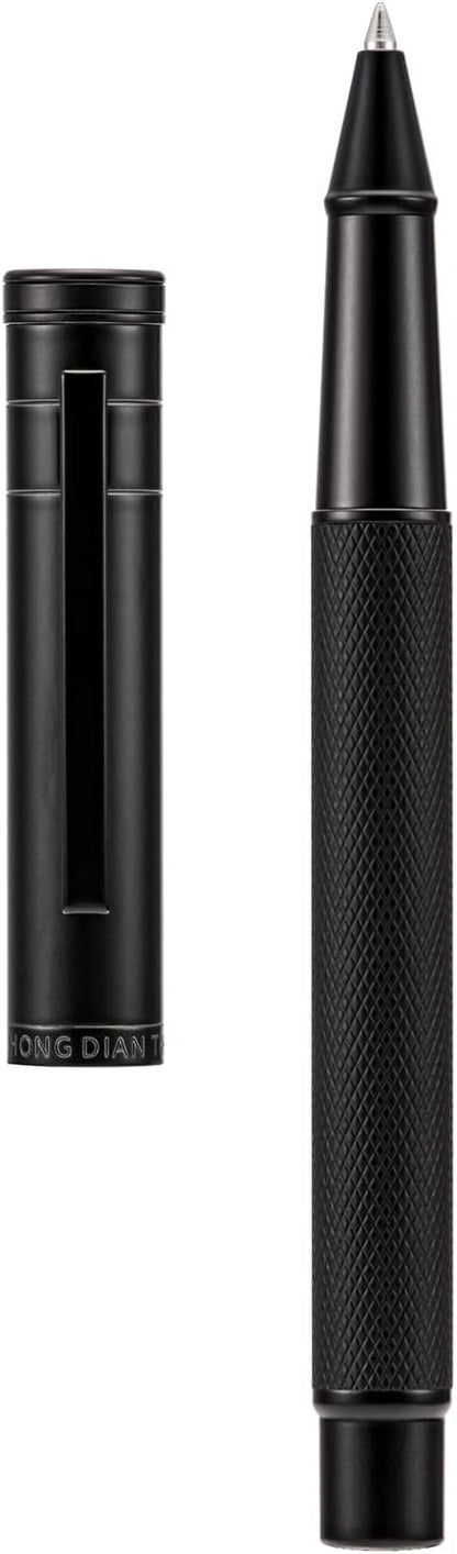 Hongdian Matte Black Forest Rollerball Pen with Schmidt Black Ink Refill, Classic Design with Metal Case for Business Signature