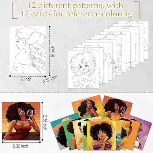 Ctosree 12 Sets Pre Drawn Canvas Kit for Painting,Elegant Lady,8 x 10 in - Image 2