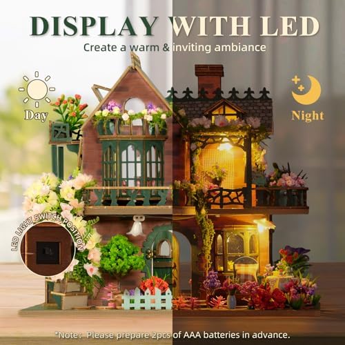 DIY Miniature House Kit with LED Lights, Fairy Garden Wooden Mini House Building Kit for Adults & Teens, Creative Crafts for Women, Friends & Hobbyists - Image 3