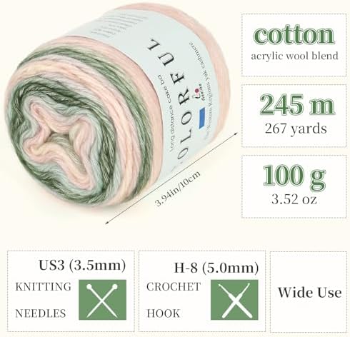 Aeelike Cake Yarn for Crocheting, Soft Ombre Crochet Yarn, Pink Green - Image 3