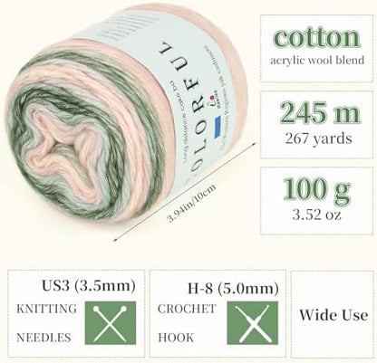 Aeelike Cake Yarn for Crocheting, Soft Ombre Crochet Yarn, Pink Green - Image 3
