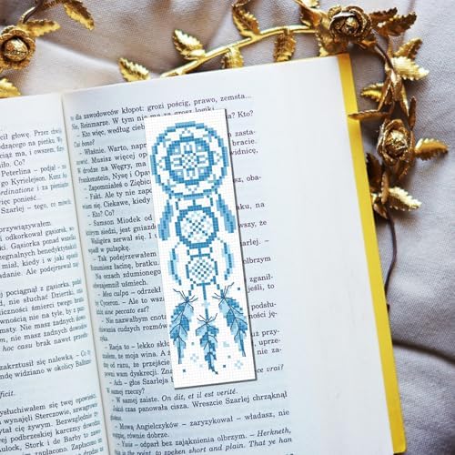 FREEBLOSS 6 Set Cross Stitch Bookmark Kits Dreamcatcher Pattern Stamped Embroidery Kit Stitch Bookmarks DIY Book Marks Printed Cross Stitch Kits with Instructions for Beginners Adults 8''x2.4'' - Image 5