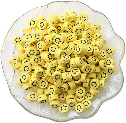 100pcs Mixed Polymer Clay Spacer Beads for Women Jewelry Making DIY Bracelet Necklace Hair Clip Accessories (Yellow Smile Face) by LUBINGSHINE