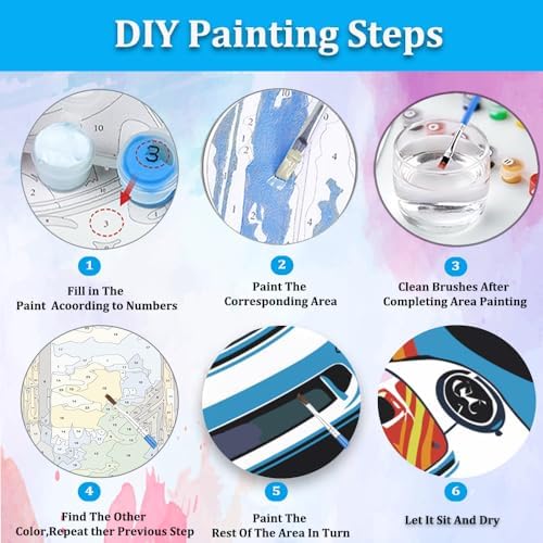 Artunion Framed Paint by Numbers Kit for Adults Beginners & Kids Ages 8-12,Racing Car Paint by Number with Frame,Car Lovers Paint by Numbers Kit on Canvas 10 * 10 Inch Without Easel - Image 6