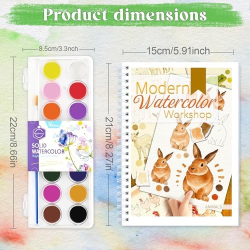 Beginners Watercolor Workbook for Adults, Step-by-Step Coloring Book Set - Image 6