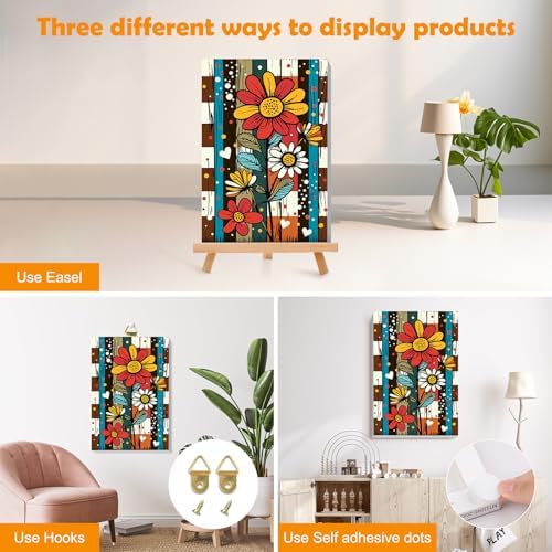 MOGTAA Paint by Numbers Kit for Adults with Frame, Flowers Paint by Number Canvas, Flowers Scenery Paint by Numbers with Easel, DIY Oil Painting Kit for Home Wall Decor 8 x 12 Inch - Image 3
