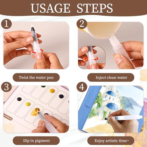 NaTuGi 2Pac Watercolor Workbook for Adults,Watercolor Coloring Book,Portable Watercolor Painting Books,Creative Stress Relief Kit,Suitable for Beginners Birthday Gift (Dreams and Architecture) - Image 5