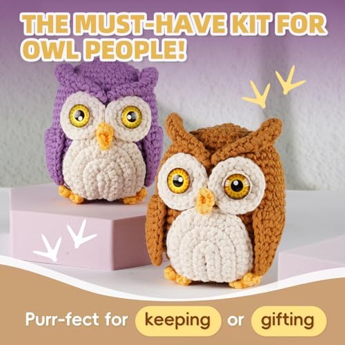 Crochet Kit for Beginners, 2-Pack owl Animal Kits for Adults, Amigurumi Set - Image 2