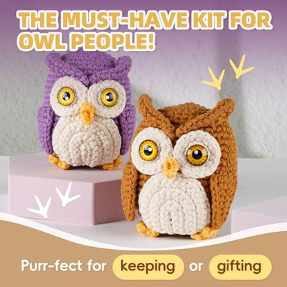 Crochet Kit for Beginners, 2-Pack owl Animal Kits for Adults, Amigurumi Set - Image 2