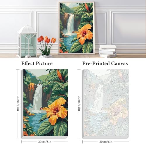 Fountor Framed Paint by Numbers Kit for Adults Beginner & Kids Ages 8-12, Landscape Paint by Number with Frame, Acrylic Flower Painting by Numbers Kit on Canvas 8x12 inch - Image 3