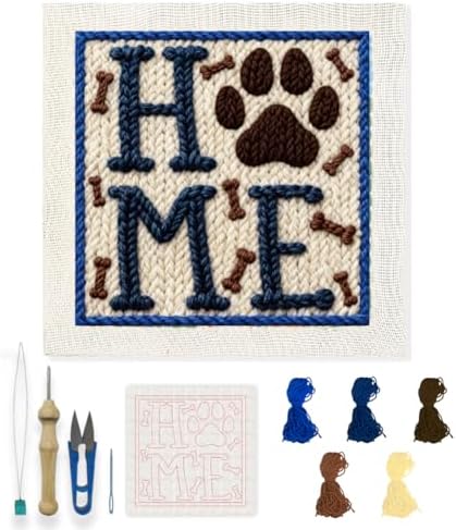 INFUNLY Punch Needle Kit for Adults Beginner Dog Home Punch Needle Kits with Fabrics Floss Instruction Pet Paw Needlepoint Embroidery Kits for Craft Lovers and Home Decor by INFUNLY