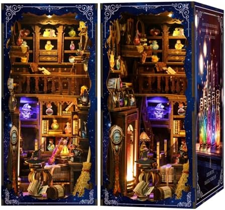 Book Nook Mystical Wizard House DIY Miniature Kit with LED Lights - 3D Magic Cottage Model for Home Decor & Creative Gift - Image 2