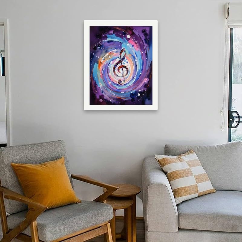 TAOPAOLAB Cosmic Music Paint by Numbers Kit for Adults - DIY Swirling Galaxy with Treble Clef Symbol Painting on Canvas 16x20In, Acrylic Paint Set, Suitable for Beginners, Art for Decoration or Gifts - Image 4