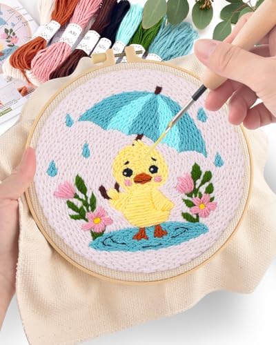 ERKOON Punch Needle Kit for Beginners Adults, DIY Easy Animal Embroidery Set for Starter Art Craft, Needling Punch Project with Patterns, Tools, Yarns, Hoop, Instruction (Duck) - Image 5