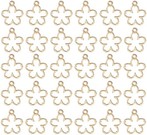 uxcell 30Pcs Alloy Open Bezel Pendants Open Back Hollow Frame Light Gold by uxcell