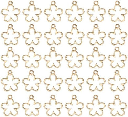 uxcell 30Pcs Alloy Open Bezel Pendants Open Back Hollow Frame Light Gold by uxcell