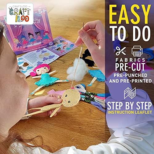Ballerina Sewing Kit for Kids Ages 5-12 - 5 Felt Dancer Dolls, Beginner - Image 5