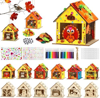 Fall Thanksgiving Crafts Wooden House for Adults, Painting Arts Kit Decor by Unknown