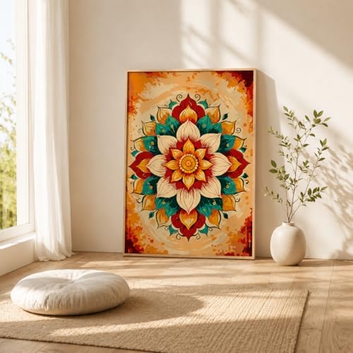 Mowana Mandala Paint by Numbers Kit for Adults - Adult Paint by Numbers for Beginners on Canvas with Frame and Easel, Easy Acrylic Oil Painting by Number Kits 8x12 inch - Image 2