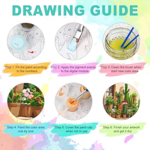 Paint by Numbers Kit for Adults, Desert Cactus Painting, 16 x 16 Inch - Image 5