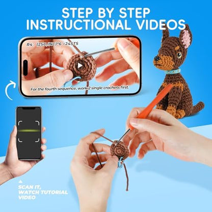 Crochet Kit for Beginners, Doberman Animal Kits for Adults, Amigurumi Set - Image 4