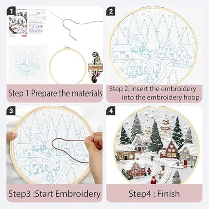 SCECALA 4 Winter Christmas Pack Embroidery Kit for Beginners - Image 3