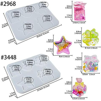 Epoxy Resin Shaker Molds with Cover, Hanging Hole Perfume Bottle, Clover, Heart, Star, Gift Box, Jewelry Casting Supplies 5-Shape Large 3.4-3.66inch - Image 2