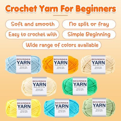 8x50g Beginner Crochet Yarn for Crocheting, 8 Colors Cotton Yarn for Gifts - Image 3