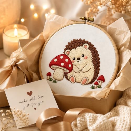 Nuberlic Embroidery Kit for Beginners Stamped Hedgehog Needlepoint - Image 5