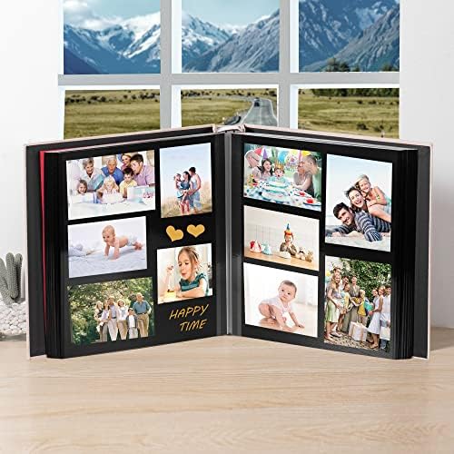 Large Photo Album Self Adhesive 4x6 5x7 8.5x11 Scrapbook Magnetic DIY Scrap Book Length 13" x Width 12.8" 120 Black Sticky Pages Linen Cover DIY Photo Album - Image 3