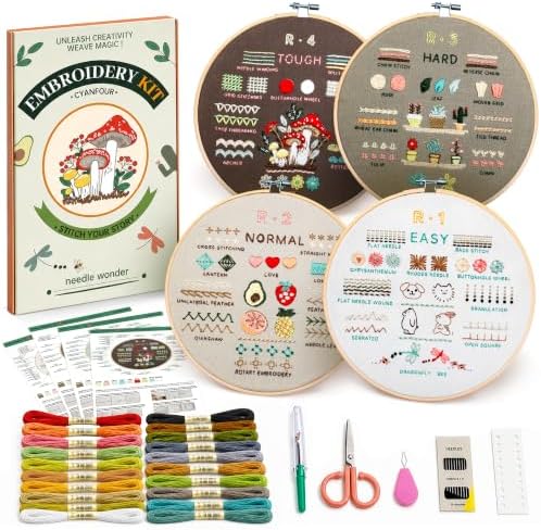 CYANFOUR Embroidery Kit for Beginners with Step-By-Step Guidance & Videos by Cyanfour
