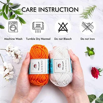 INSCRAFT 62 Acrylic Yarn Skeins, 2170 Yards Yarn for Knitting and Crochet, Includes 2 Crochet Hooks,2 Weaving Needles,10 Stitch Markers, Perfect Beginner Kit for for Adults Kids - Image 5