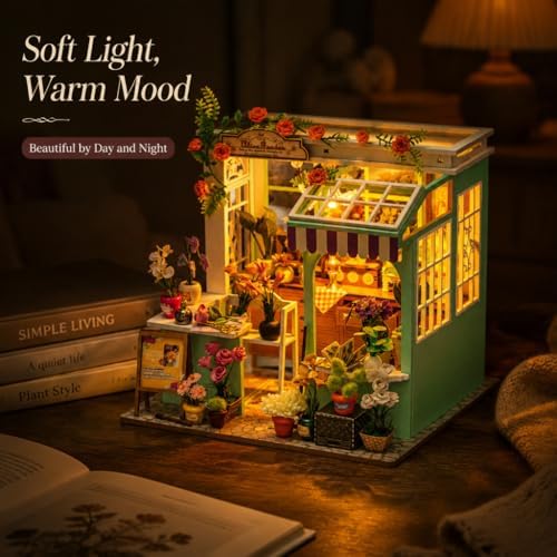 DIY Miniature Flower House Book Nook Kit with LED Light - Image 5