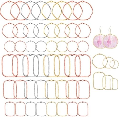 48 Pcs Alloy Open Back Bezel Pendants, 6 Styles Hollow Frame Pendants Ring for Resin Jewelry Making by Unknown