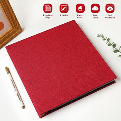 Spbapr Large Photo Album Self Adhesive Linen Cover Magnetic Scrapbook Album DIY Scrap Book 40 Black Sticky Pages for 3x5 4x6 5x7 8x10 Pictures with A Metal Pen - Image 2