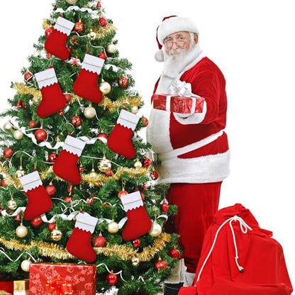 Skylety 24 Pcs Red Christmas Stockings Bulk Felt Hanging Ornaments - Image 6