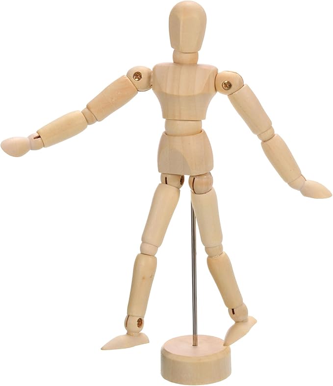 PATIKIL 5.5" Wooden Mannequin Figure, Artist Drawing Manikin Model Flexible Movable Jointed Sketching Lay Figure for Painting Drawing Decoration