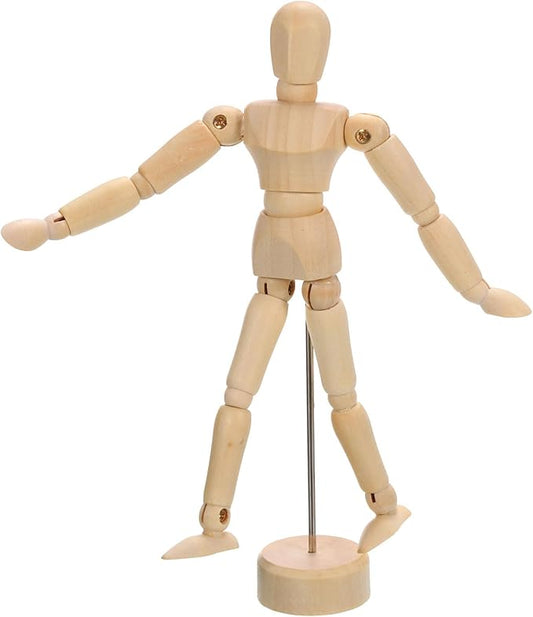 PATIKIL 5.5" Wooden Mannequin Figure, Artist Drawing Manikin Model Flexible Movable Jointed Sketching Lay Figure for Painting Drawing Decoration