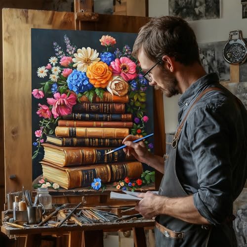 Reivworl Book Paint by Numbers Kit for Adults Beginners, Flowers Paint by Numbers, Adult Paint by Number Kits for Gifts and Home Wall Decor 16x20 Inch - Image 3